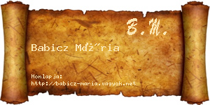 Babicz Mária névjegykártya